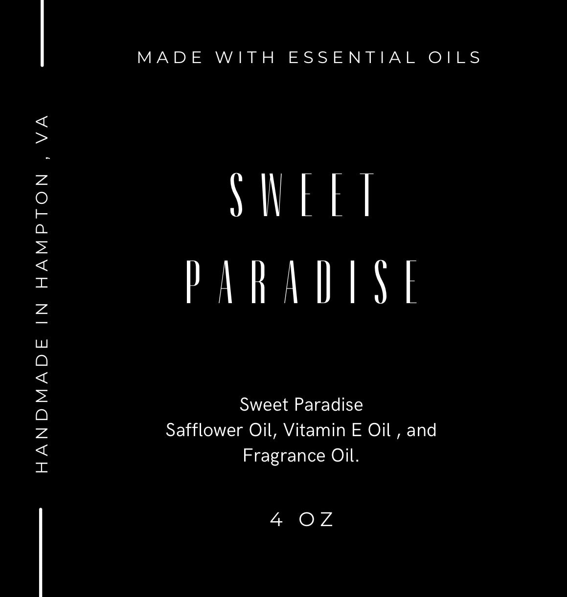 Sweet Paradise Body Oil 4oz bottle oil