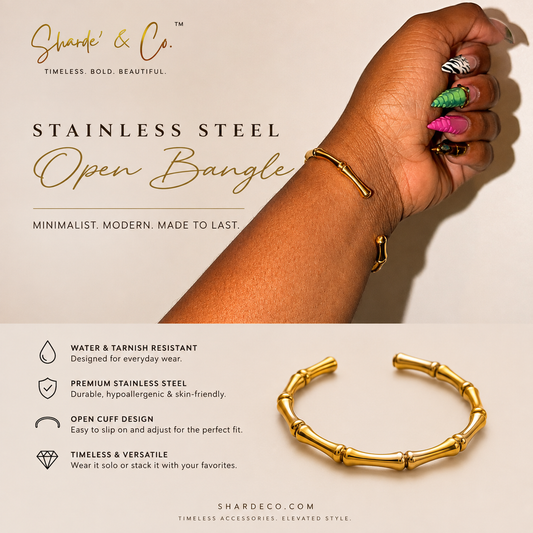 Stainless Steel Gold Open Bangle